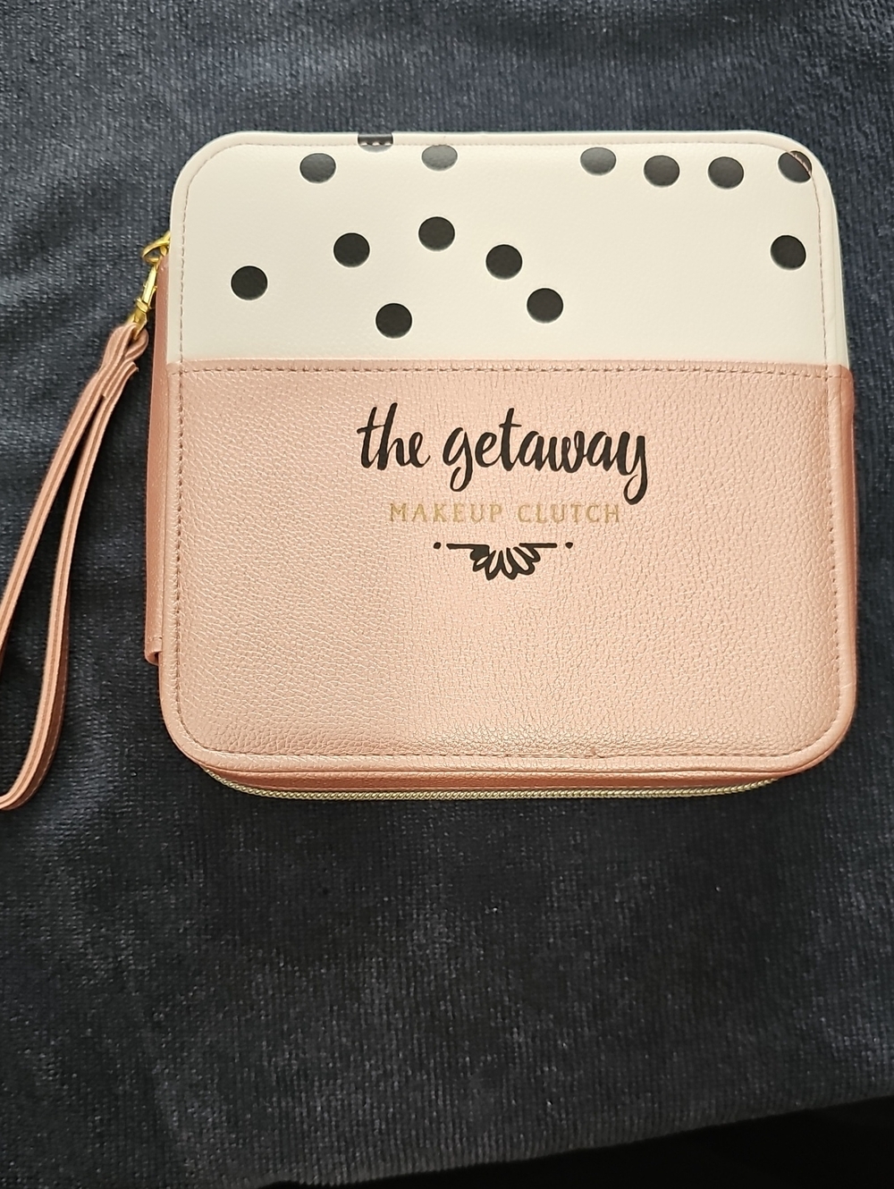 The Travel Getaway Makeup Clutch - Blush & White Polka Dot